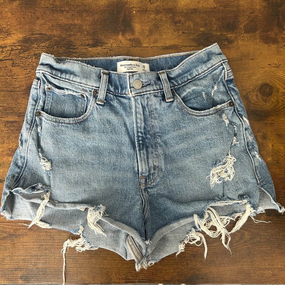 Abercrombie & Fitch Women's Blue Ripped Jean Shorts